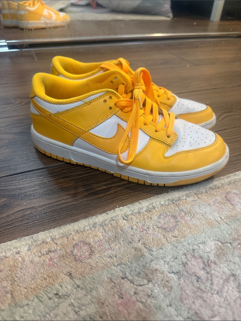 Nike Yellow and White Low-Top Sneakers